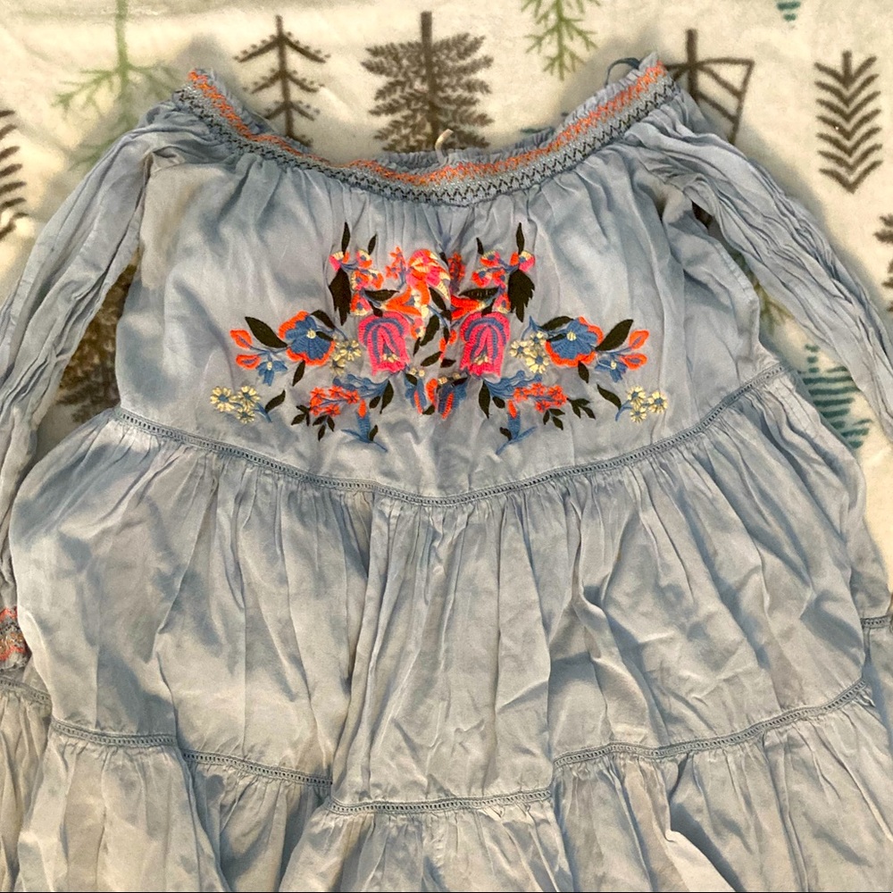 Free People off shoulder embroidered dress